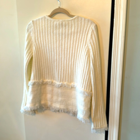 Chico’s Women’s Full Zip Ivory Zip Cardigan Sweater Chicos 2 (Medium Size 12) - Picture 2 of 3